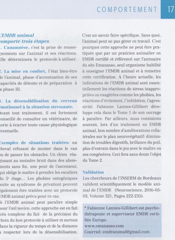 Article emdr animal en suisse 2 suite